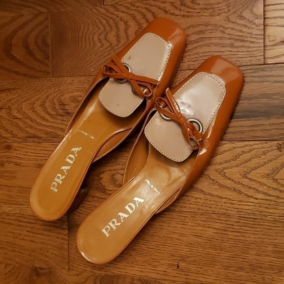 AUTHENTIC Prada patten leather mules. Size 39.5 - Picture 1 of 12